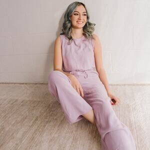 D-Linen Blended Top and Pants Set